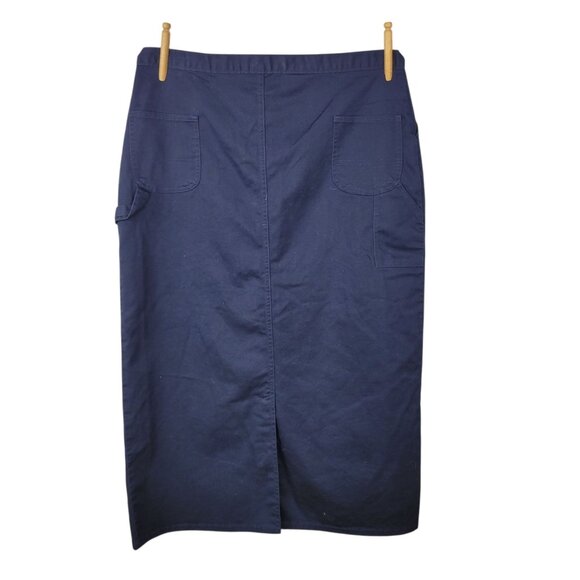 Dickies Chino Long Carpenter Skirt Size 21 16 XL Navy Blue Slit Modest Uniform - Picture 4 of 8